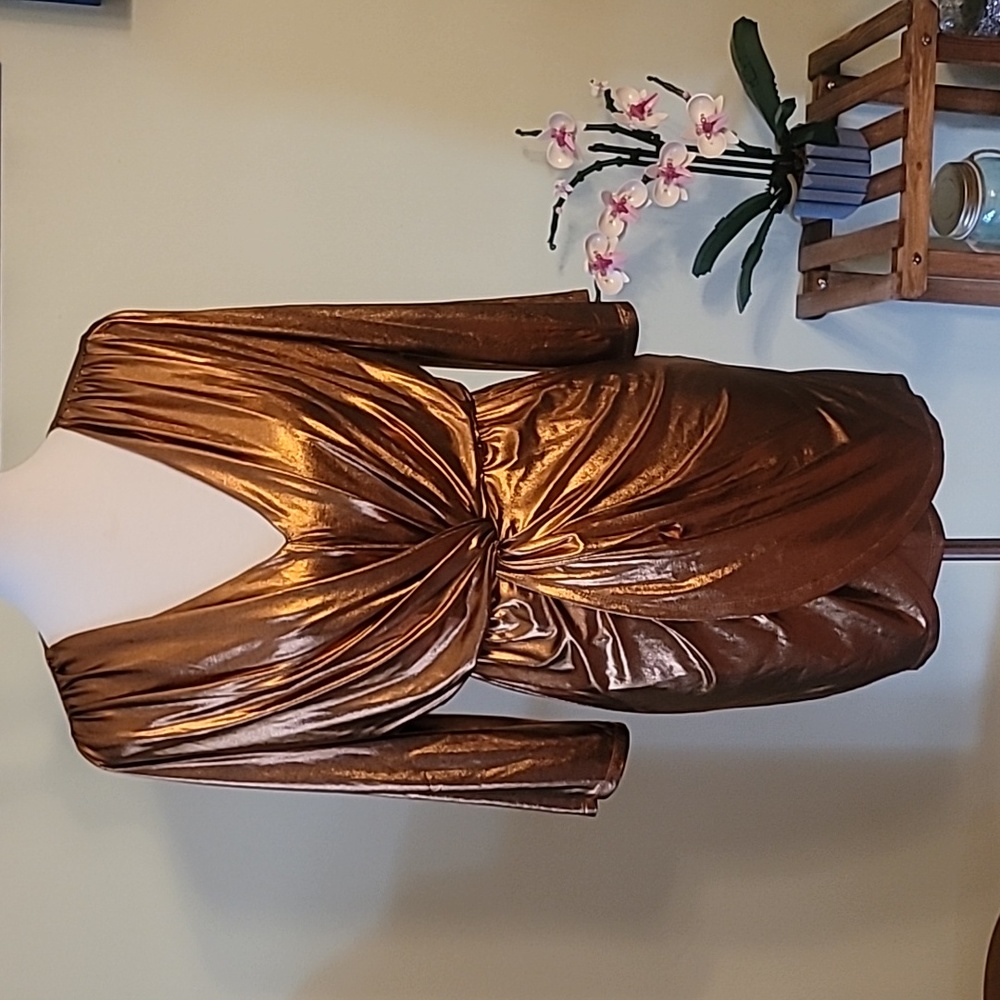 Harper Wren Bronze Wrap Party Dress - Small